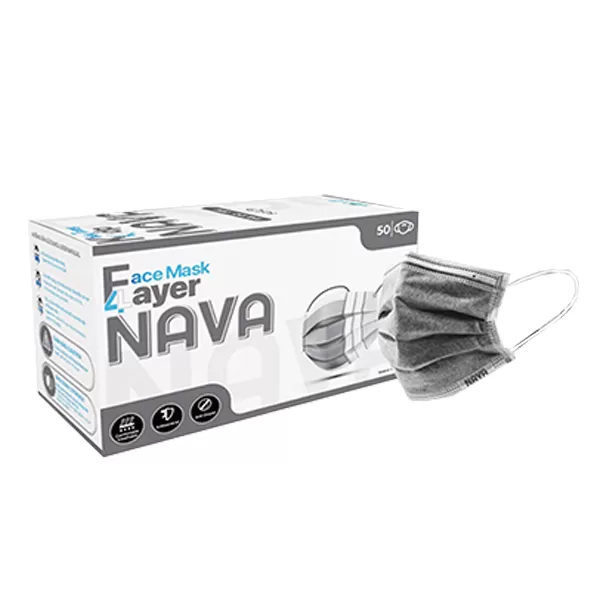 Khẩu Trang Y Tế 4 Lớp Nava Xám Hộp 50 Cái